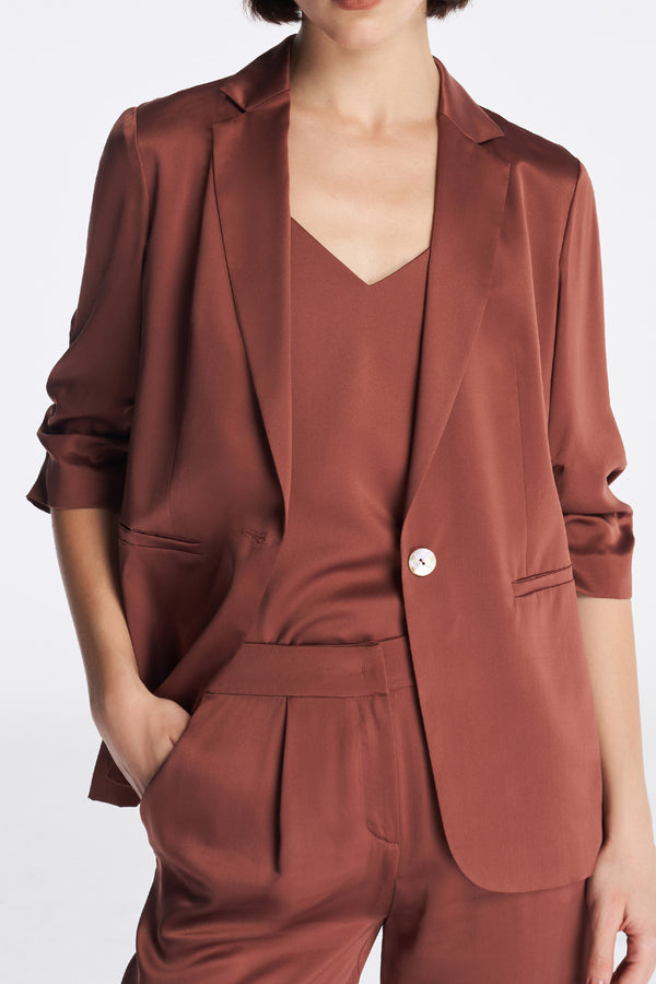 Laurèl Laurèl Sun-Protective Silk Suit Madder Brown