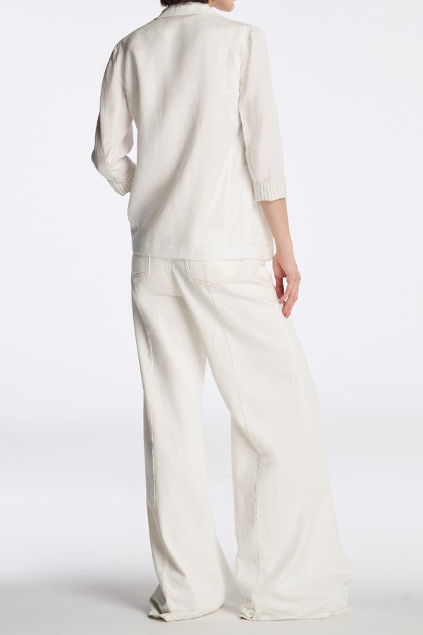 Laurèl Laurèl Three-Quarter Sleeve Straight-Fit Blazer In Linen White