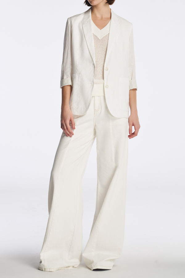 Laurèl Laurèl Three-Quarter Sleeve Straight-Fit Blazer In Linen White