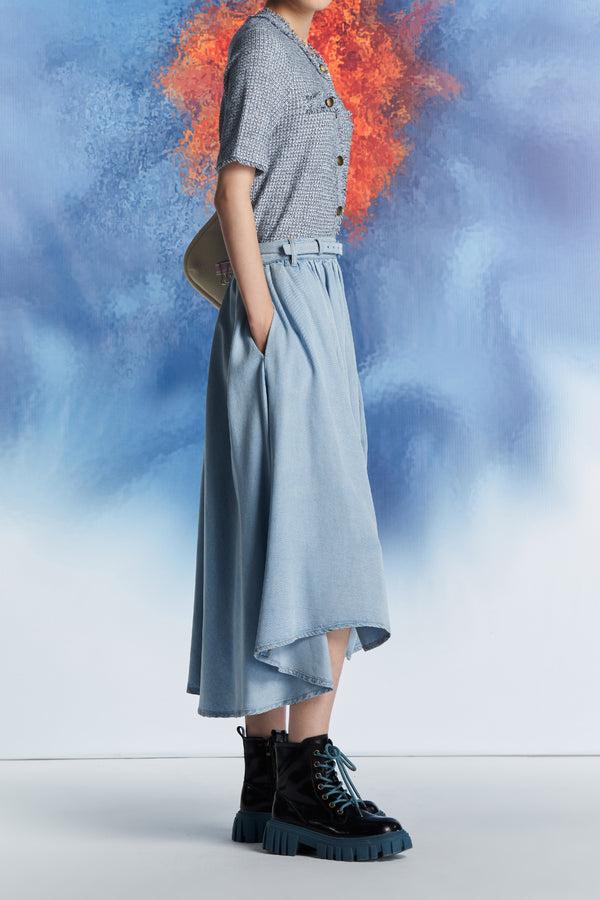 Laurèl Laurèl Tweed Texture Knit Cardigan Denim Blue