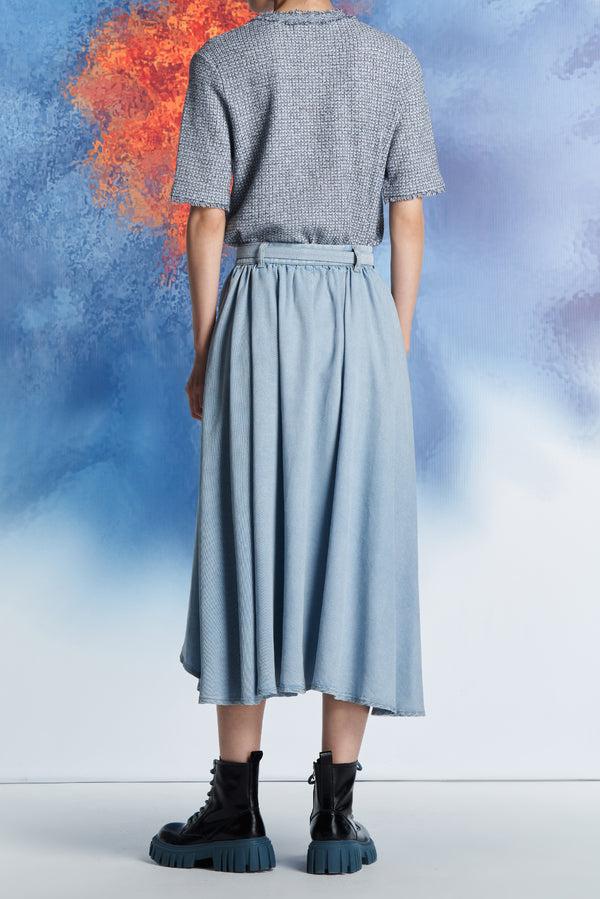 Laurèl Laurèl Tweed Texture Knit Cardigan Denim Blue