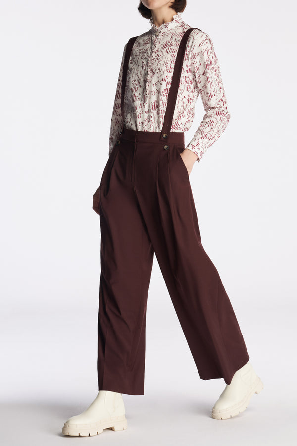 Laurèl Laurèl Wool Detachable Suspender Trousers Red