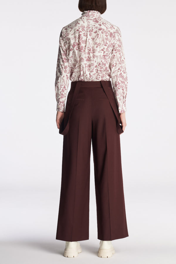 Laurèl Laurèl Wool Detachable Suspender Trousers Red