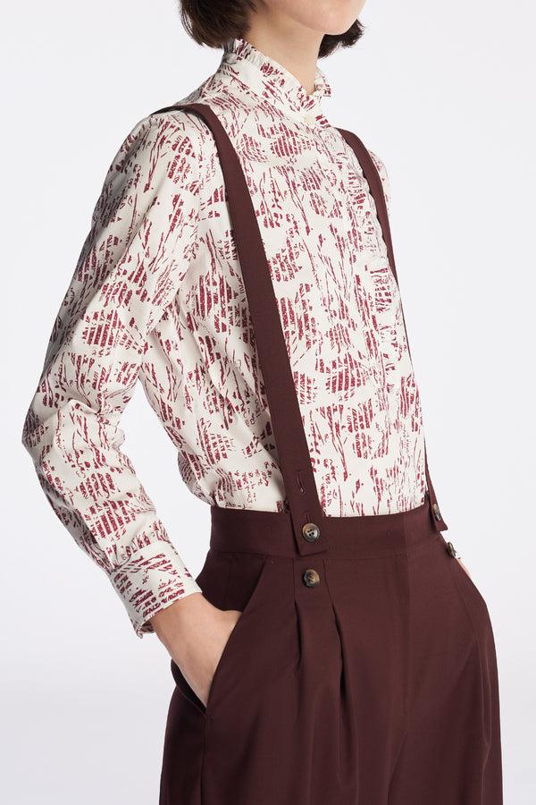 Laurèl Laurèl Wool Detachable Suspender Trousers Red