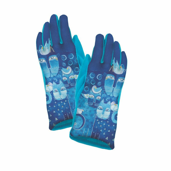 laurel burch Azul Cats Sueded Touchscreen Gloves - Blue