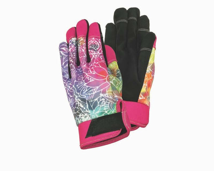 laurel burch Batik Floral Work Gloves - Rainbow/Black