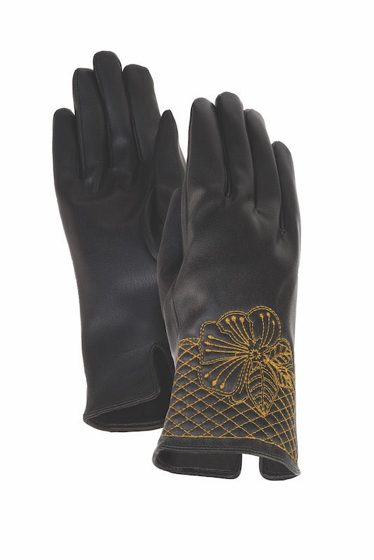 laurel burch Blossom Cuff Touchscreen Gloves - Gold/Black