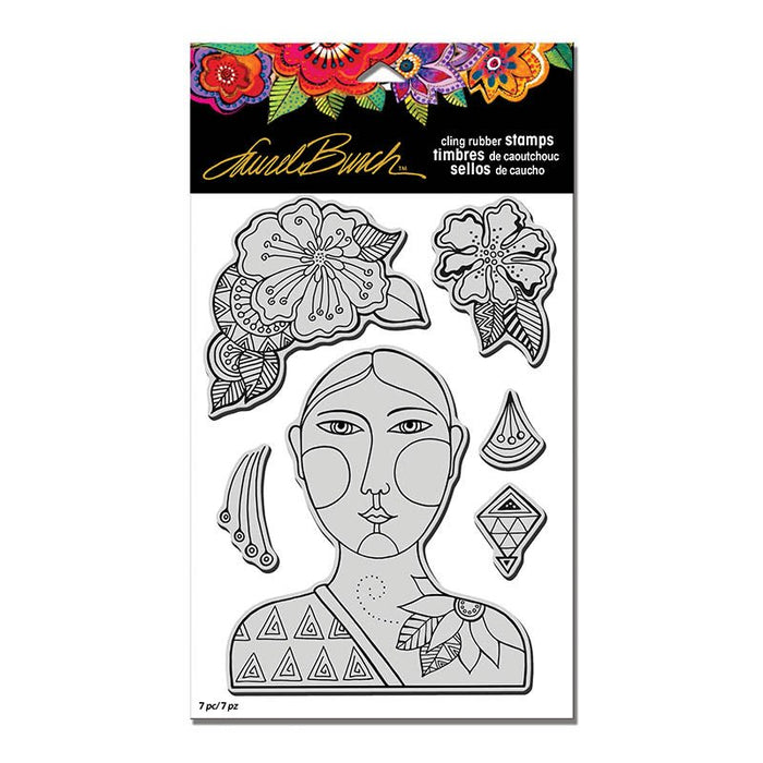 laurel burch Blossoming Woman Cling Rubber Stamps Set