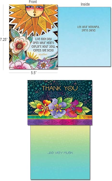 Laurel Burch Brilliant Colors Of Laurel Greeting Cards Set - 20 Cards & Envelopes