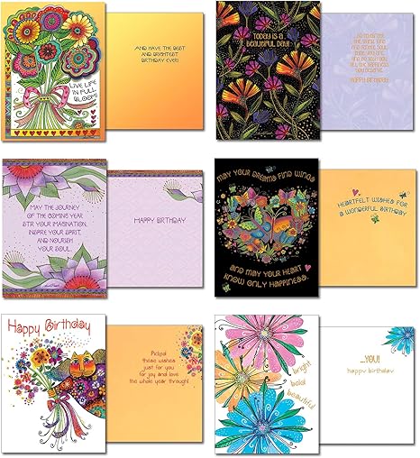 Laurel Burch Brilliant Colors Of Laurel Greeting Cards Set - 20 Cards & Envelopes