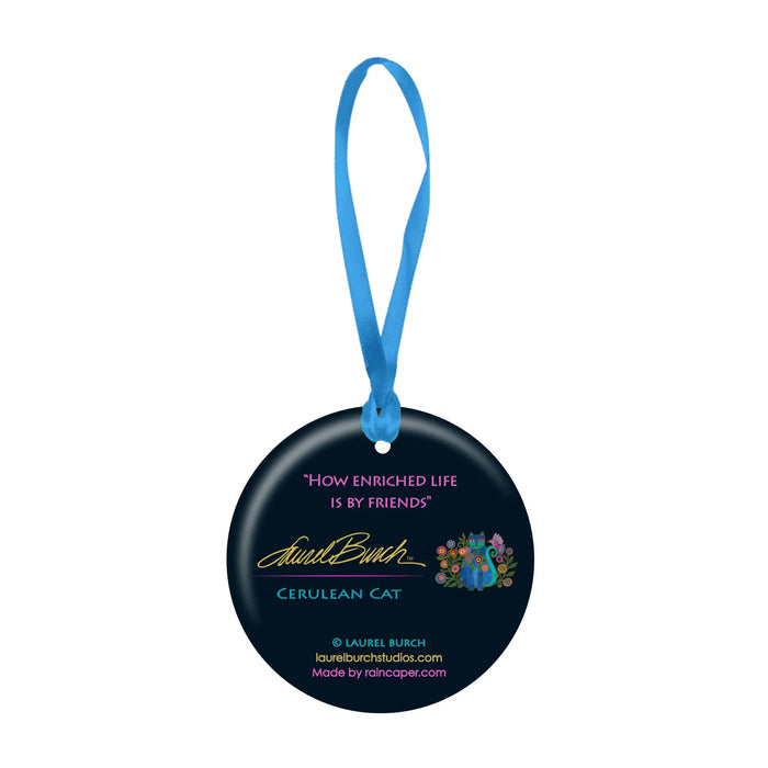 Laurel Burch Cerulean Cat Porcelain Keepsake Ornament