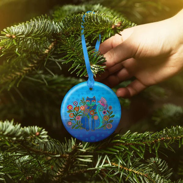 Laurel Burch Cerulean Cat Porcelain Keepsake Ornament