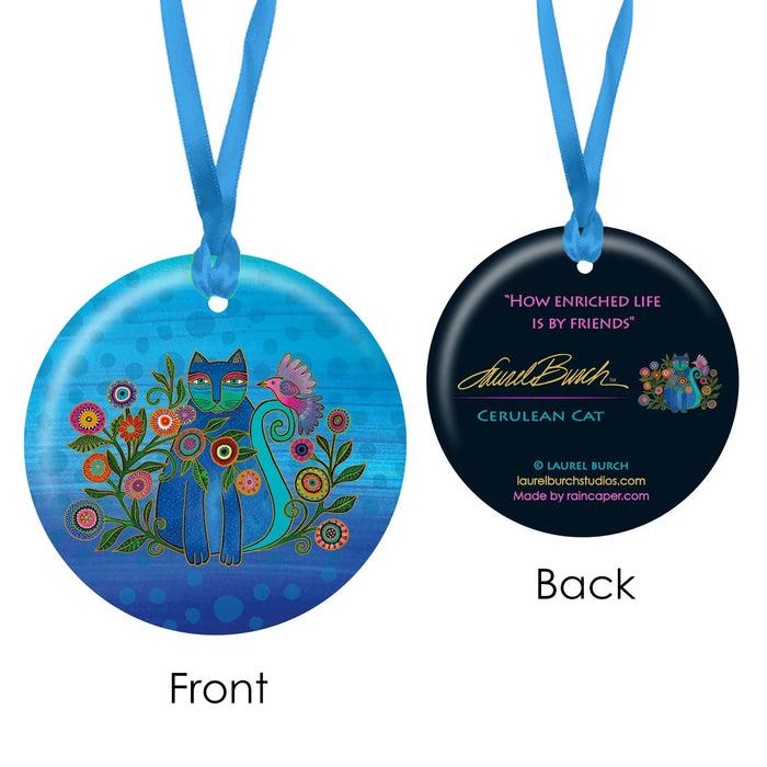 Laurel Burch Cerulean Cat Porcelain Keepsake Ornament