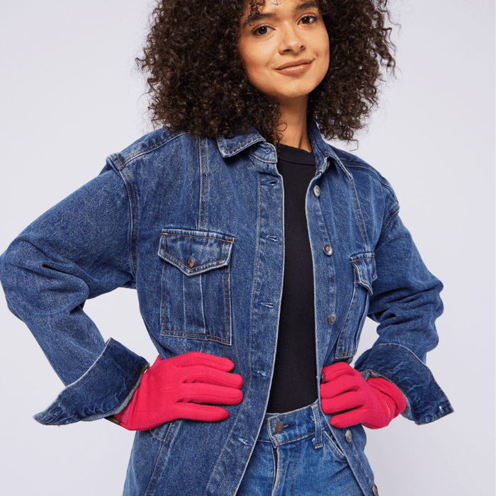 Laurel Burch Diamond Pop Stitch Touchscreen Gloves - Fuchsia