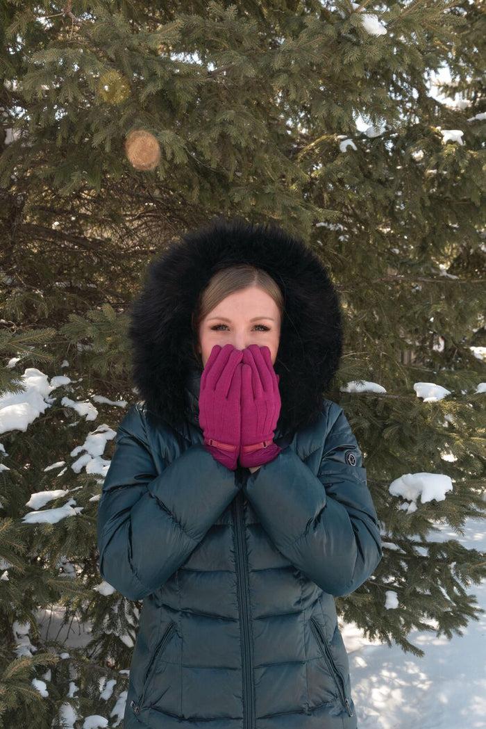 Laurel Burch Diamond Pop Stitch Touchscreen Gloves - Fuchsia