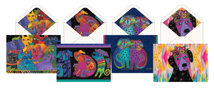 Laurel Burch Dogs 16 Note Cards & Envelopes - Boxed Set