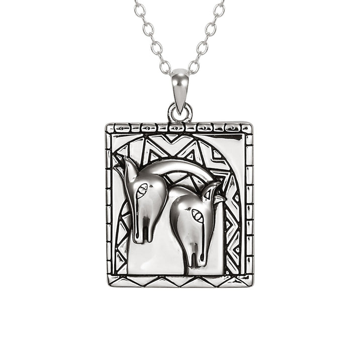 laurel burch Embracing Horses Necklace - Oxidized Silver