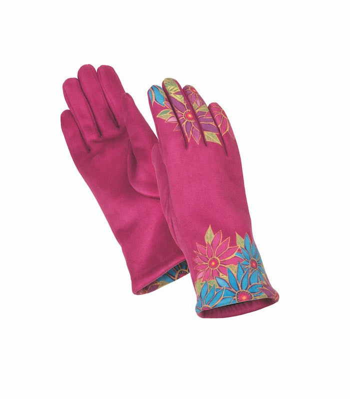 laurel burch Floral Bouquet Microsuede Gloves - Fuchsia