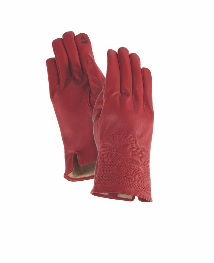 laurel burch Floral Cuff Touchscreen Gloves - Red/Black