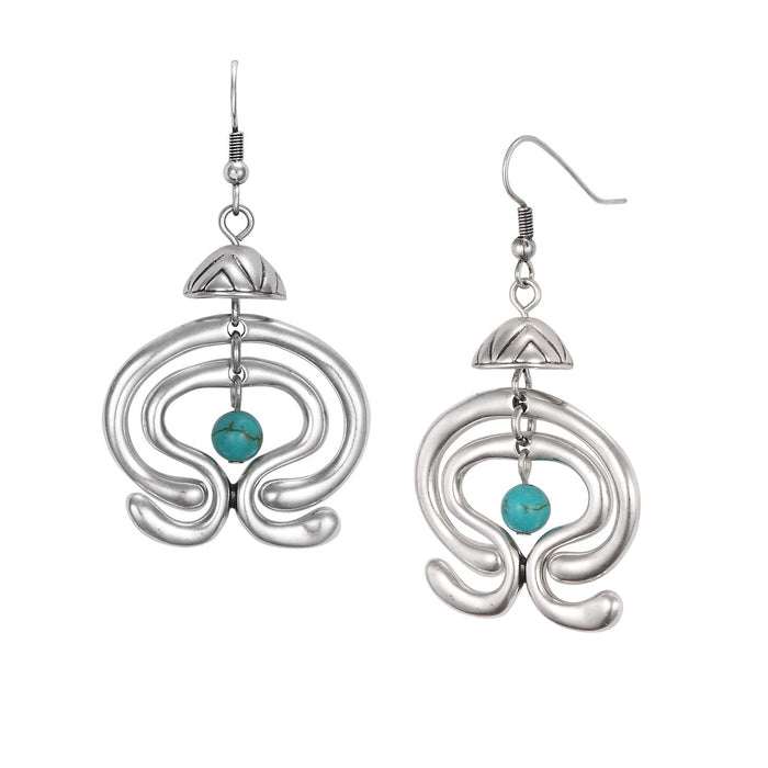 laurel burch Haight Dangle Earrings - Silver/Turquoise Beads