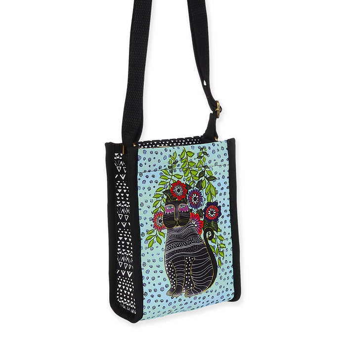 laurel burch Kitty Noir In Blossoms Neoprene Crossbody