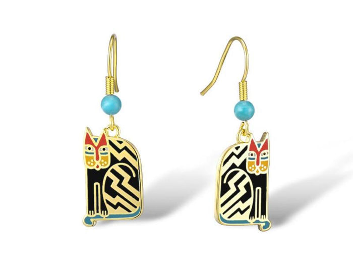 laurel burch Aztec Cat Earrings - Black