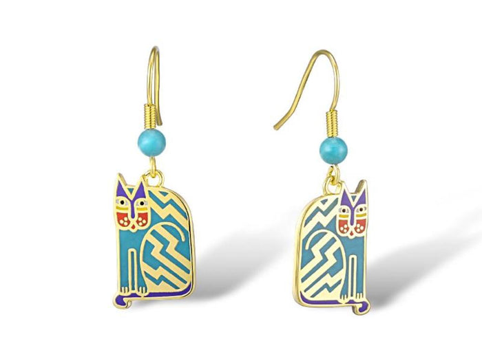 laurel burch Aztec Cat Earrings - Teal
