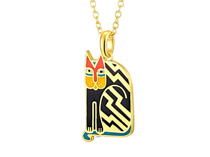 laurel burch Aztec Cat Necklace - Black