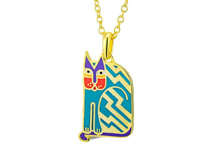 laurel burch Aztec Cat Necklace - Teal