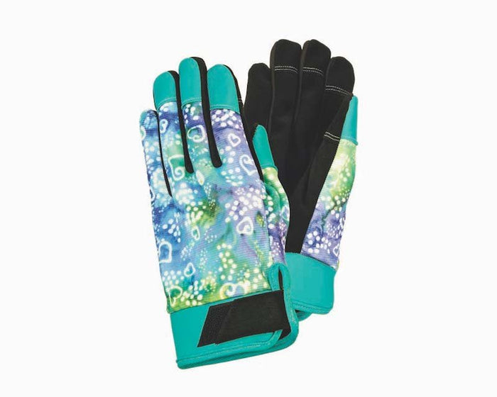 laurel burch Batik Hearts Work Gloves - Blue/Green