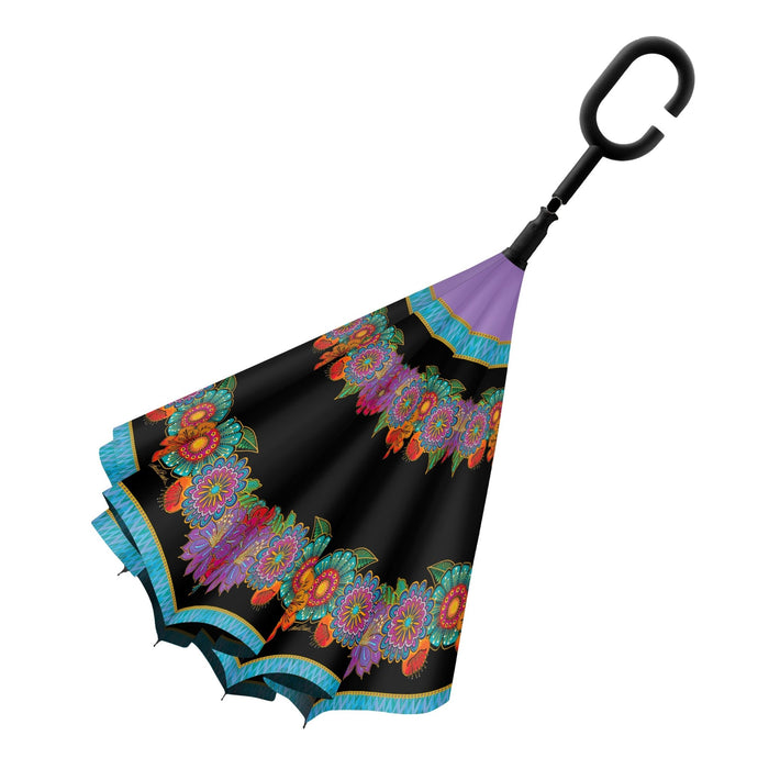 Laurel Burch Blooms Reverse-Close Stick Umbrella