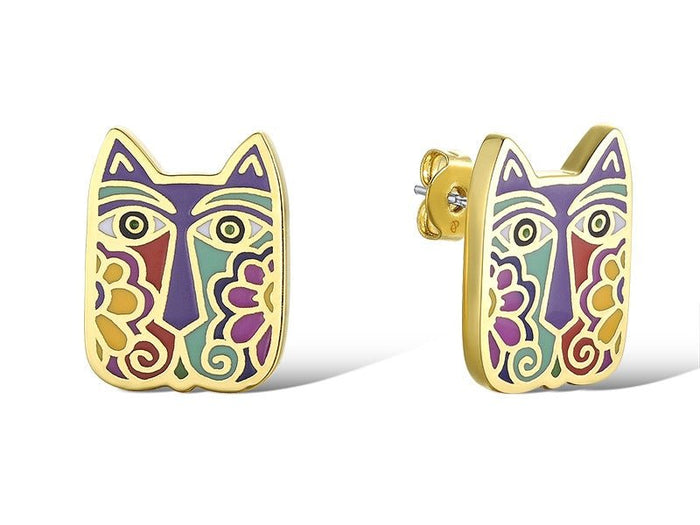 laurel burch Blossoming Cat Stud Earrings