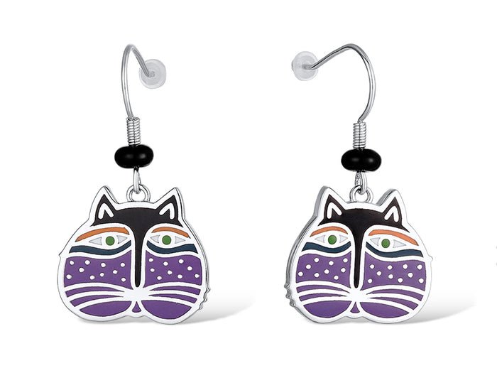 laurel burch Cat Face Drop Earrings - Purple