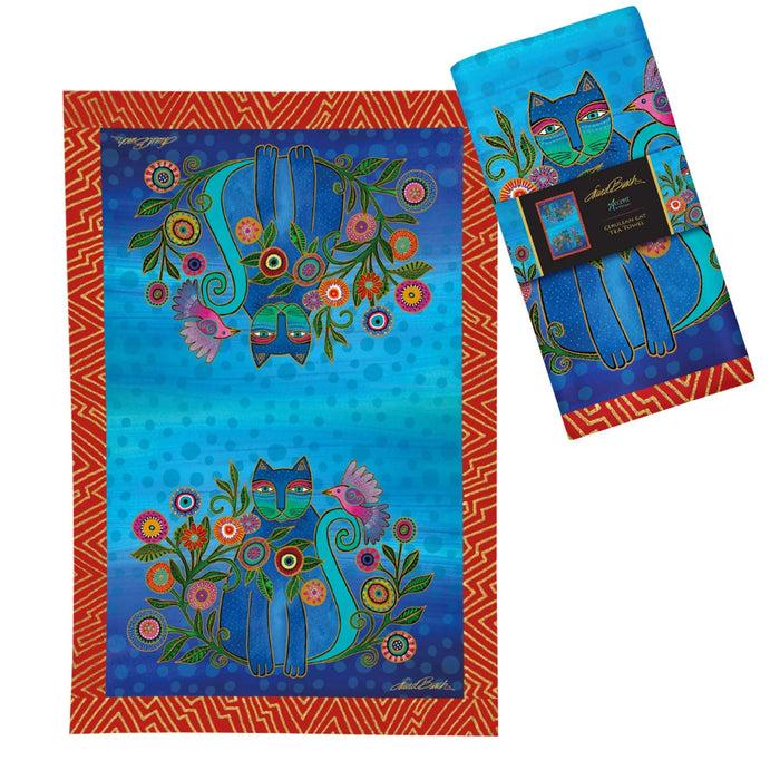 Laurel Burch Cerulean Cat Tea Towel