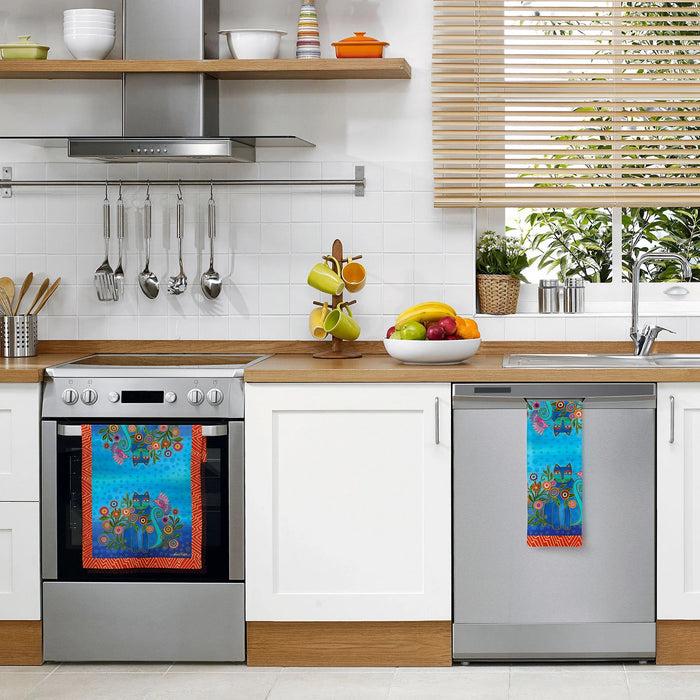 Laurel Burch Cerulean Cat Tea Towel