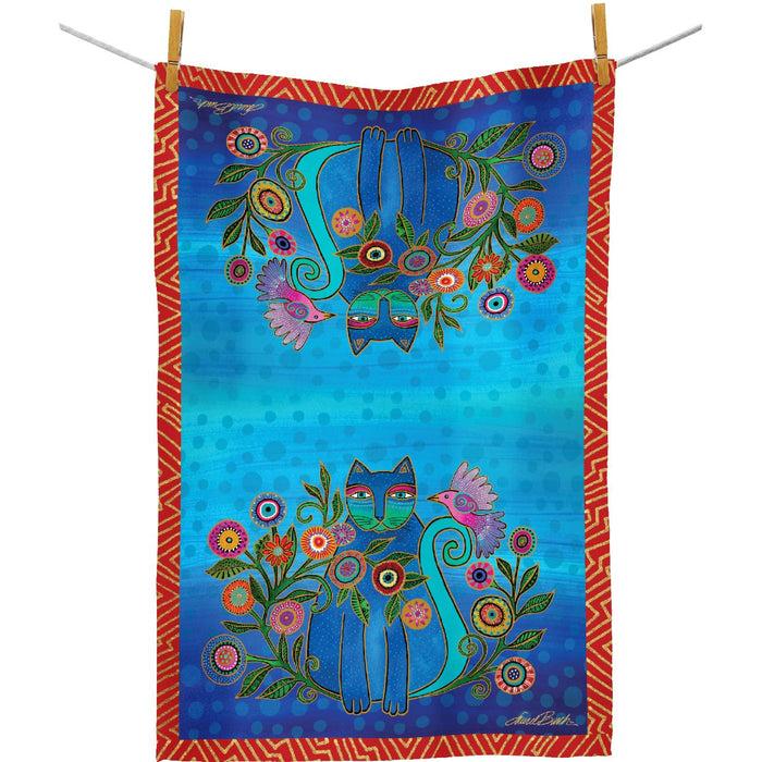 Laurel Burch Cerulean Cat Tea Towel