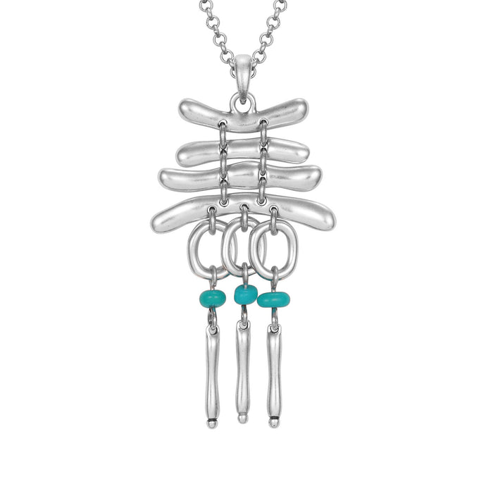 laurel burch Cole Necklace - Silver/Turquoise Beads