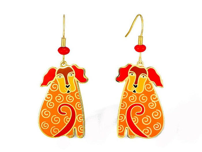 laurel burch Dog Tales Earrings- Red