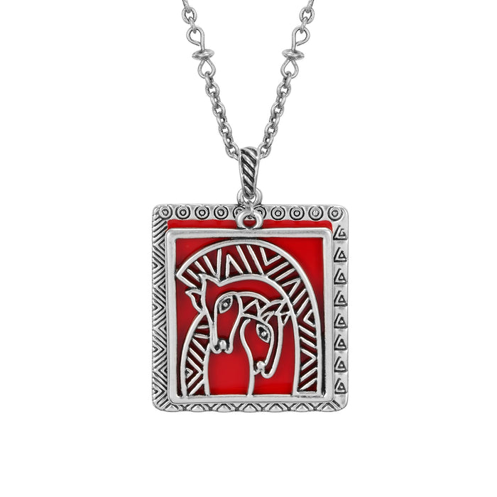 laurel burch Embracing Horses Necklace - Red