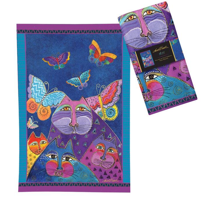 Laurel Burch Felines & Flutterbyes Tea Towel