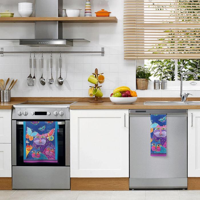 Laurel Burch Felines & Flutterbyes Tea Towel