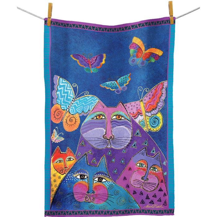 Laurel Burch Felines & Flutterbyes Tea Towel