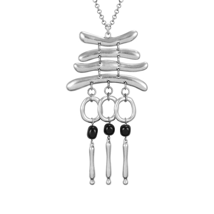 laurel burch Fell Necklace - Silver/Black Beads