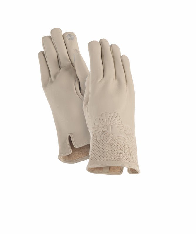 laurel burch Floral Cuff Touchscreen Gloves - Creme
