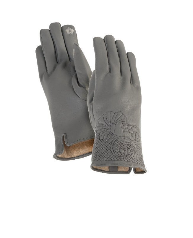 laurel burch Floral Cuff Touchscreen Gloves - Grey