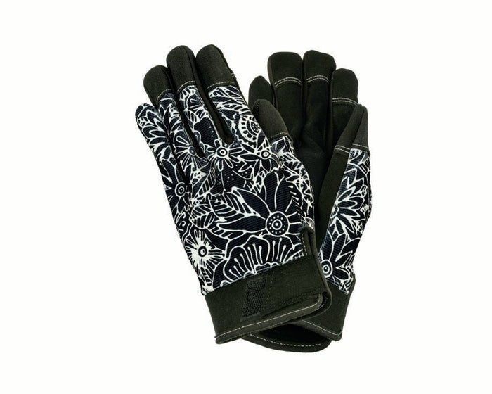 laurel burch Floral Work Gloves - Black/White