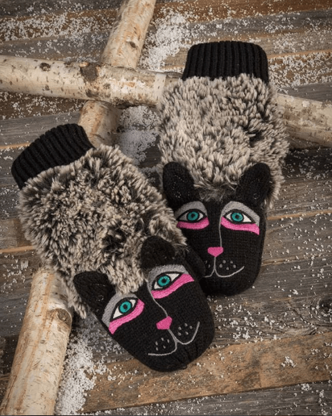 Laurel Burch Fluffy Puppy Mittens - Black
