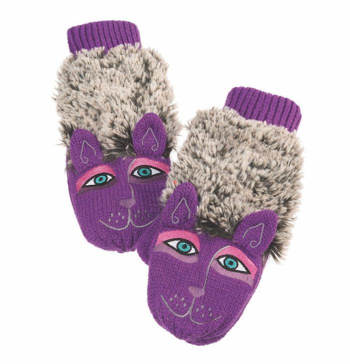 laurel burch Fluffy Puppy Mittens - Purple