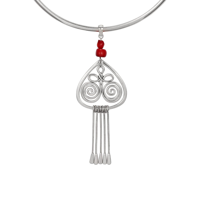laurel burch Golden Gate Necklace - Silver/Red Beads