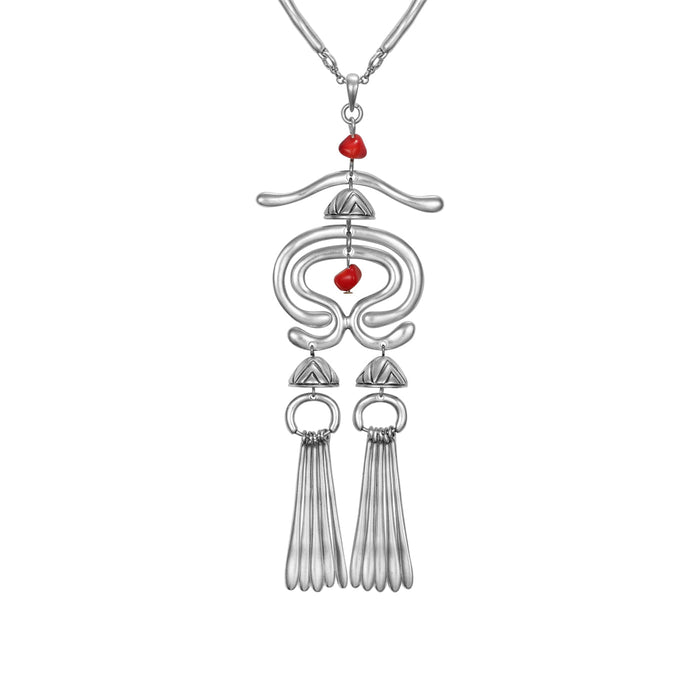 laurel burch Haight Necklace - Silver/Red Beads